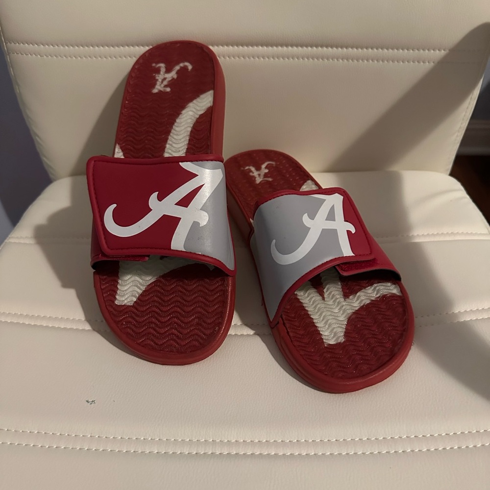 Adult Red and Gray Alabama Slide Sandals